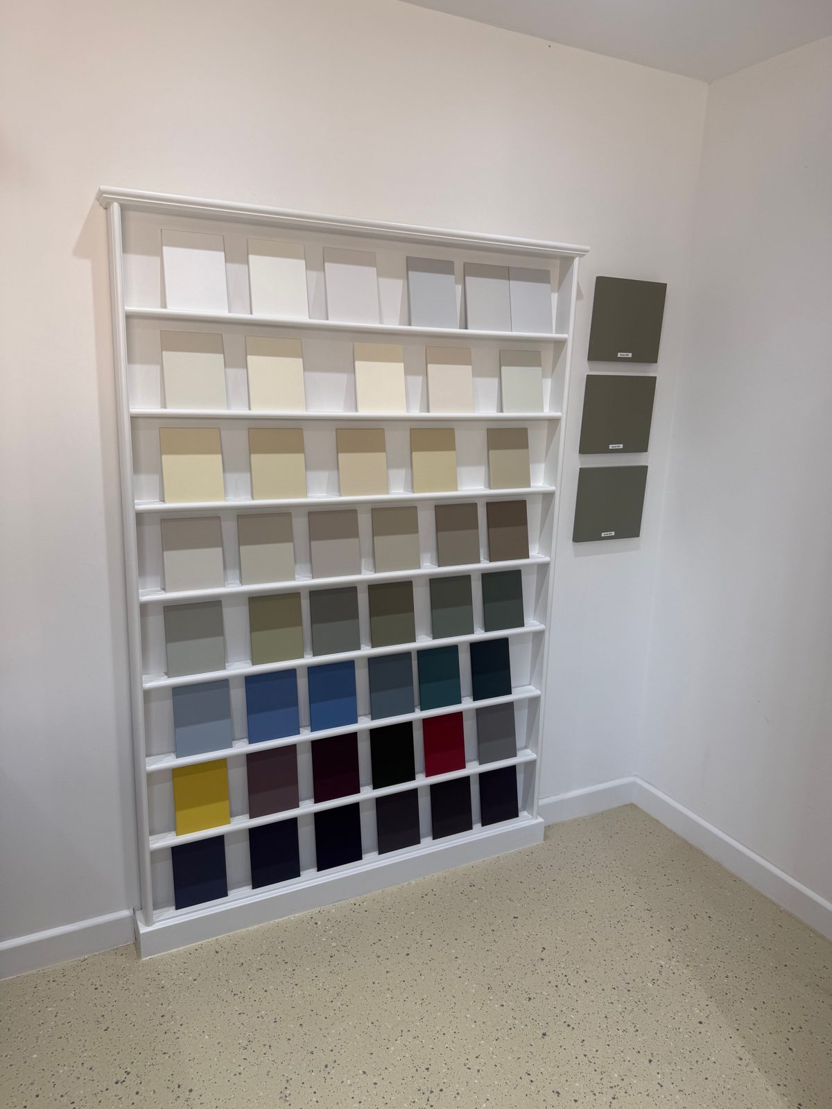 Full paint colour range on display at the showroom